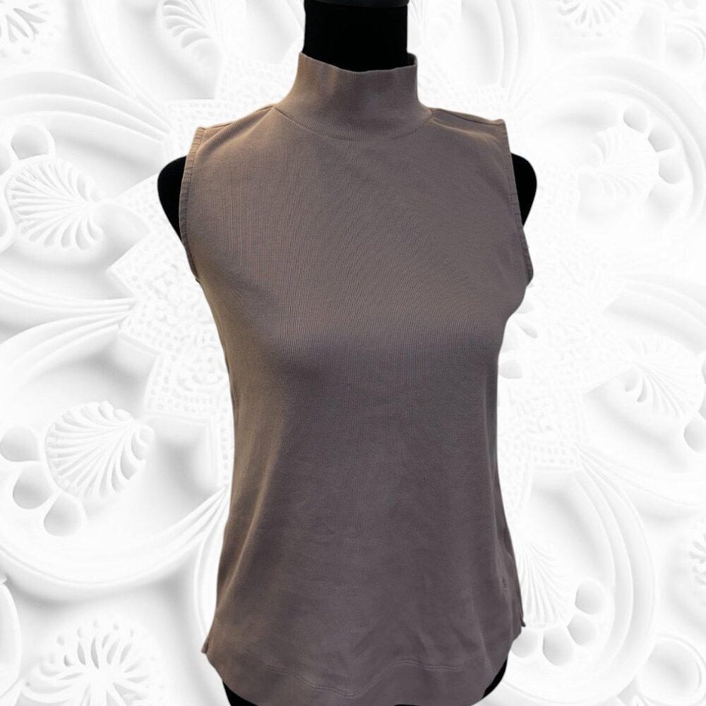 💚Issac Mizrahi Live! Essentials Ribbed Pima Mock Neck Tank GUC XS💚